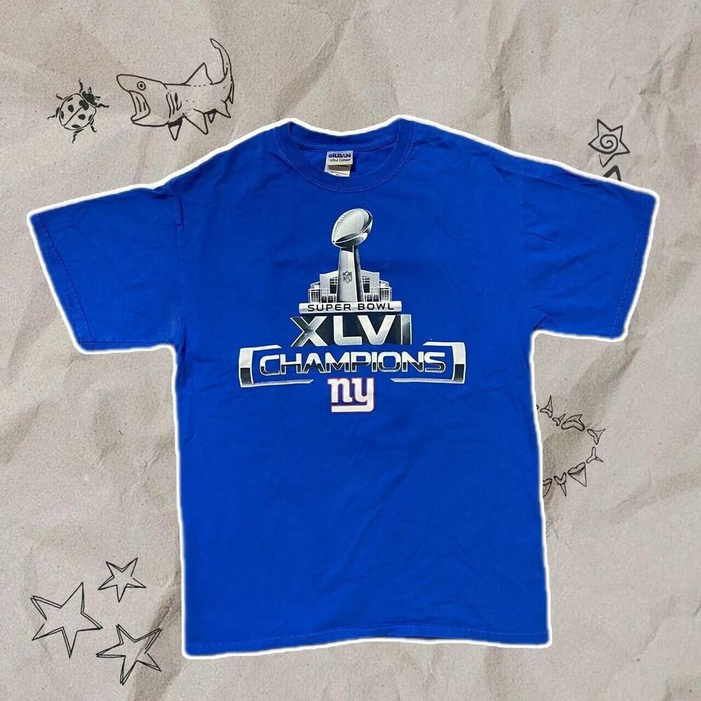 2012 Super Bowl football Blue Tee - Size M